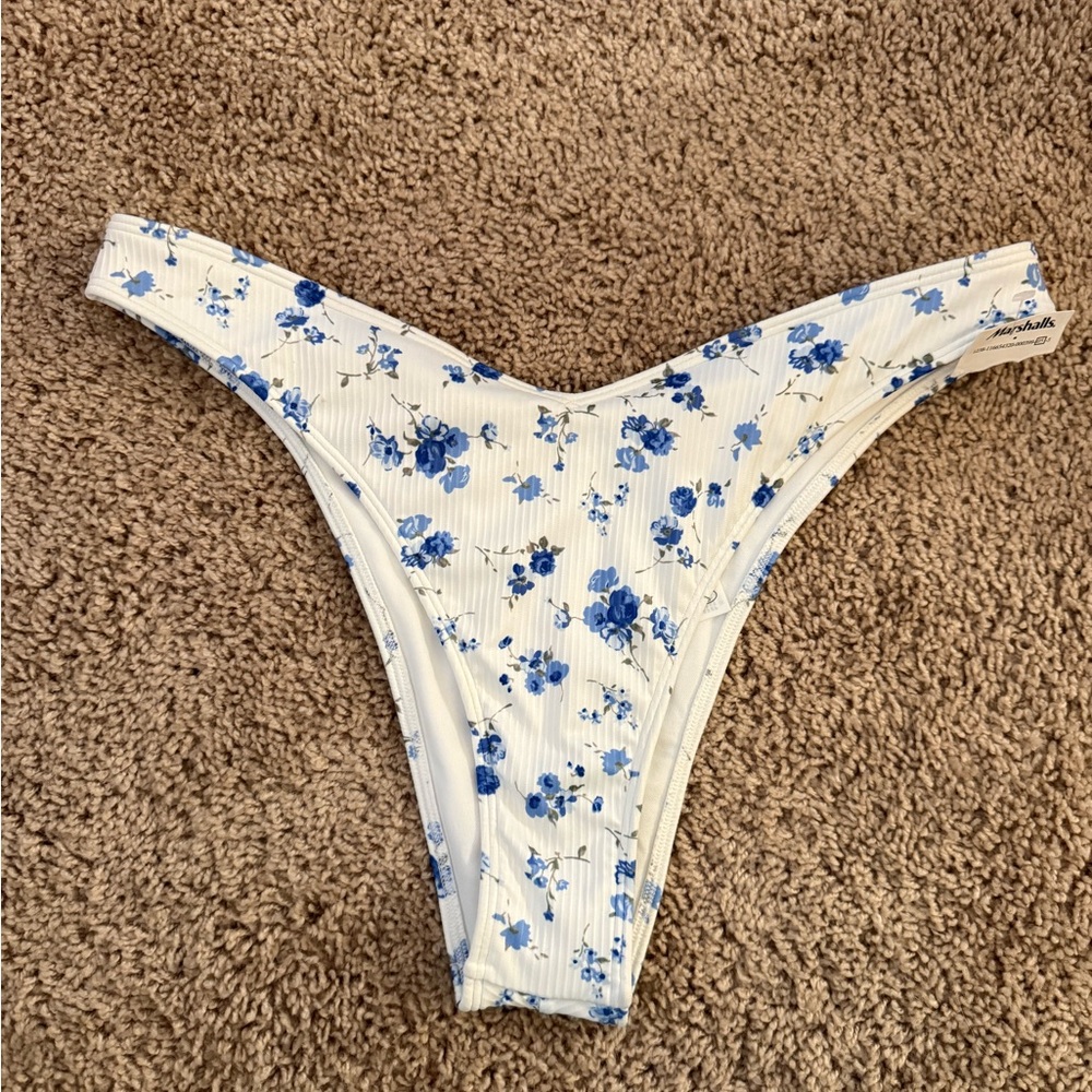 Hollister White and Blue Bikini Bottom